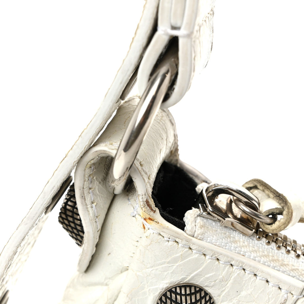 Balenciaga Agneau Arena Le Cagole Shoulder Bag XS Optic White