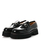 Gucci Cordovan Lux Womens Horsebit 45mm Platform Loafers 37.5 Black
