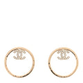 Chanel Metal Crystal CC Hoop Earrings Gold