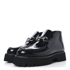 Gucci Cordovan Lux Womens Horsebit Platform Ankle Boots 38.5 Black
