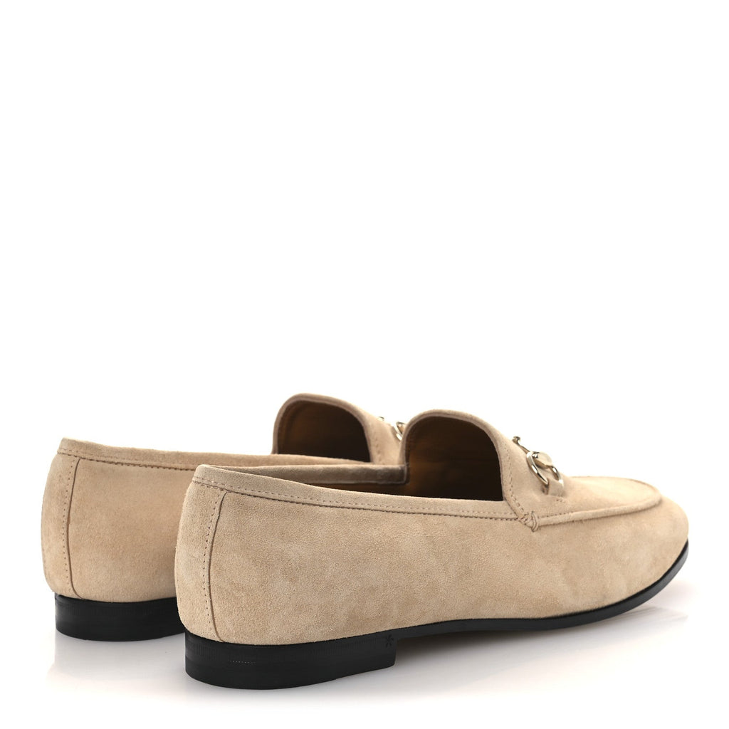 Gucci Suede Horsebit Womens Jordaan Loafers 39.5 Pink Sand