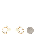 Christian Dior Metal Pearl Crystal Logo Tribales Earrings Gold