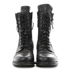Chanel Calfskin Quilted Lace Up Combat Boots  38 Black