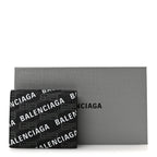 Balenciaga Coated Canvas BB Monogram Allover Logo Card Holder Wallet Black Grey White