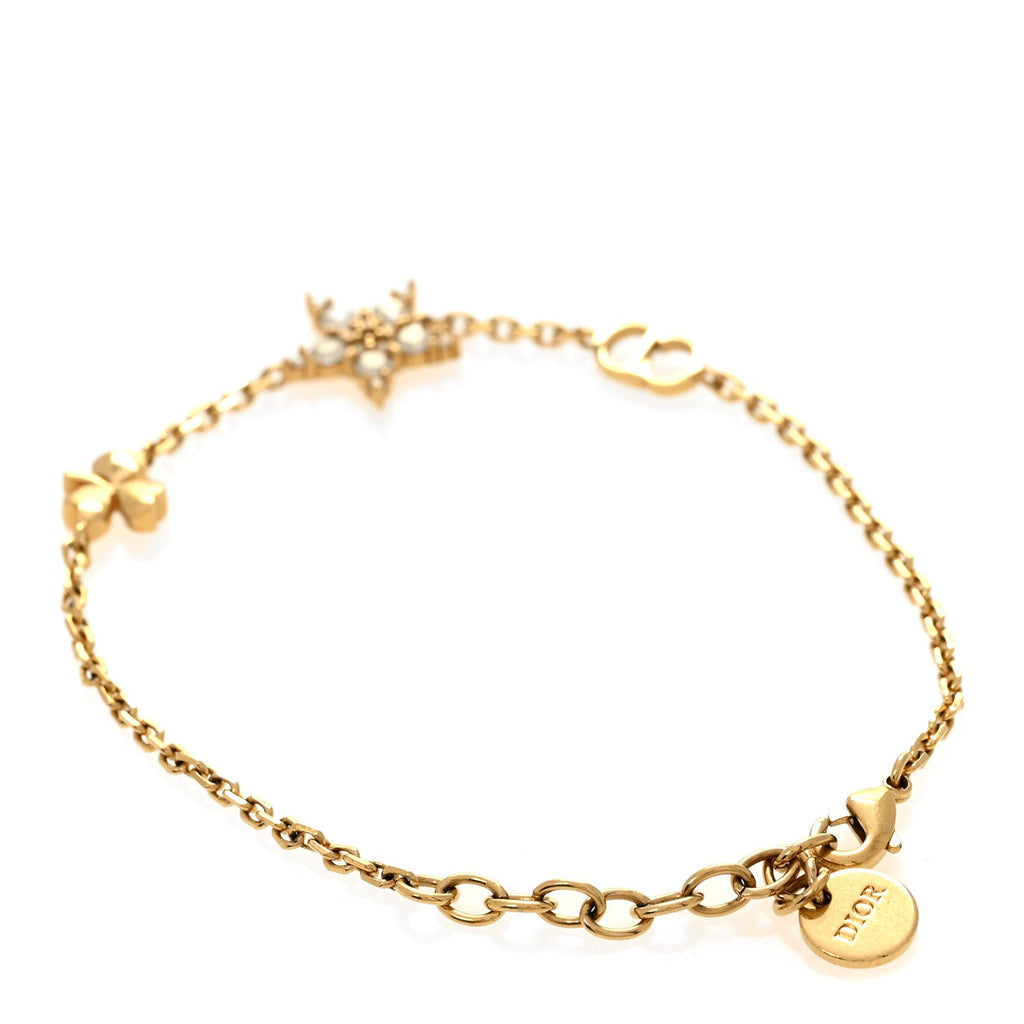 Christian Dior Metal Crystal CD Star Bracelet Gold
