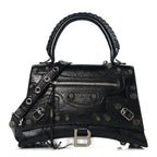Balenciaga Arena Lambskin Medium Hourglass X Le Cagole Top Handle Bag Black