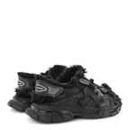 Balenciaga Faux Fur Rubber Mesh Womens Track Sandals 40 Black