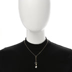 Christian Dior Crystal Pearl CD Shiny-D Tribal Long Necklace Gold