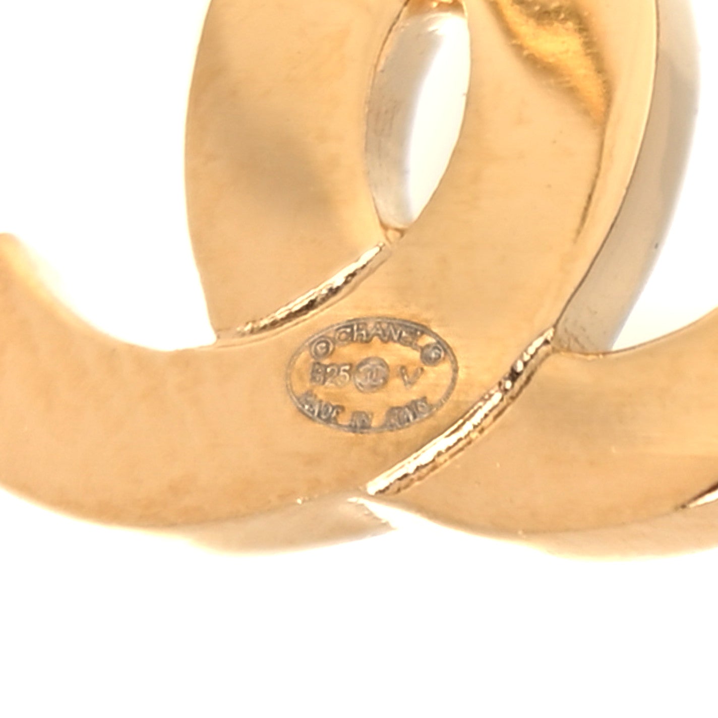 Chanel Metal CC Paris Button Stud Earrings Gold