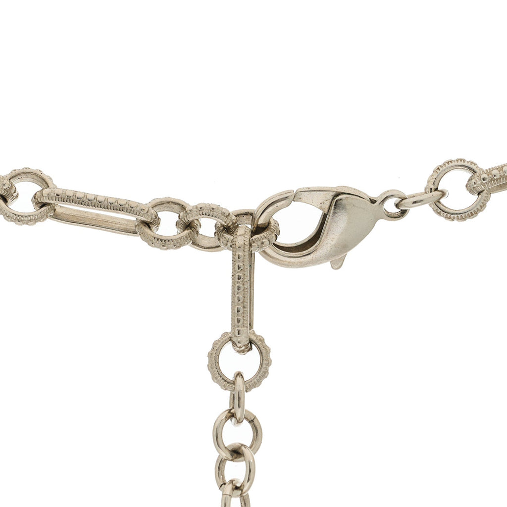 Chanel Gripoix Poured Glass Pearl CC Pendant Necklace Turquoise Silver