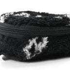 Balenciaga Faux Fur Diagonal Logo Explorer Crossbody Pouch  Black White