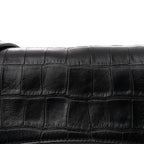 Balenciaga Extra Supple Calfskin Crocodile Embossed Monochrome XS Downtown Shoulder Bag Black