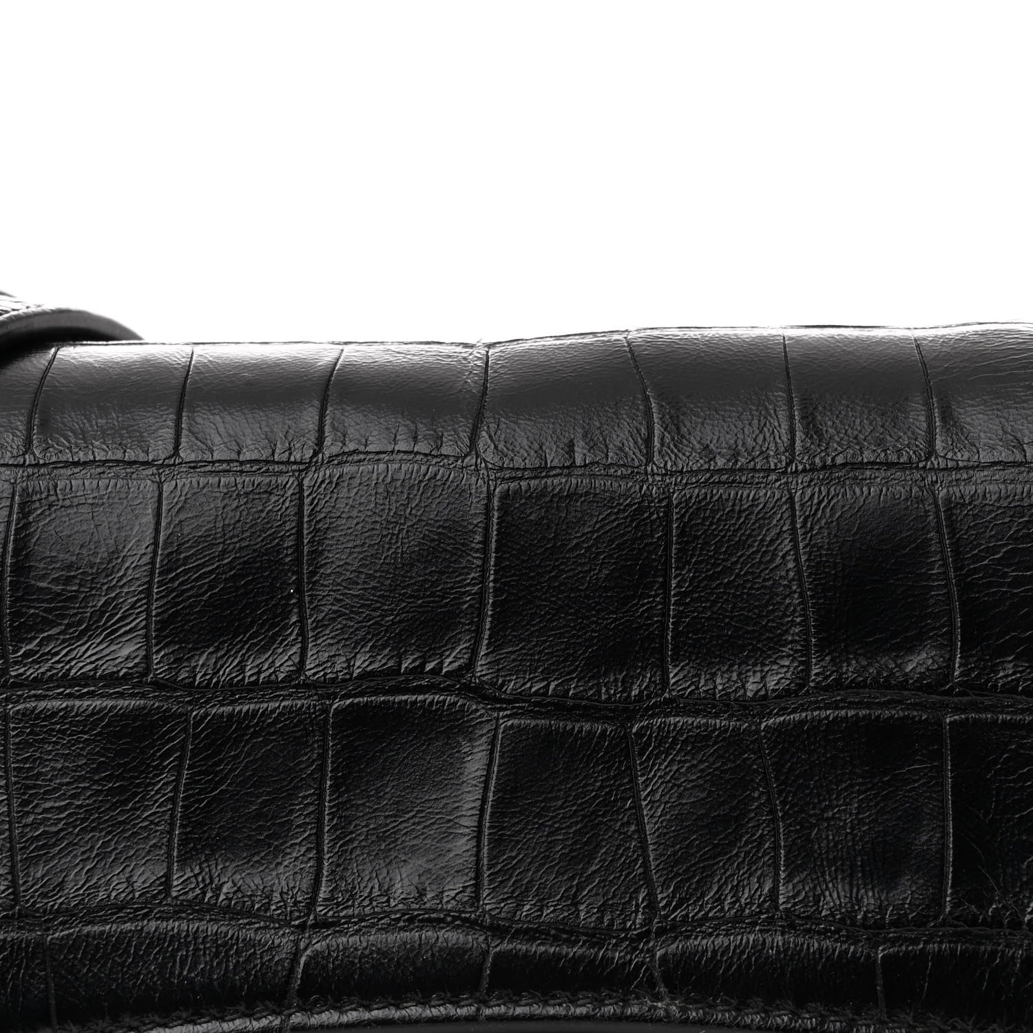 Balenciaga Extra Supple Calfskin Crocodile Embossed Monochrome XS Downtown Shoulder Bag Black