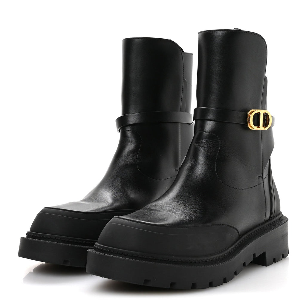 Christian Dior Calfskin Empreinte Ankle Boot 38 Black