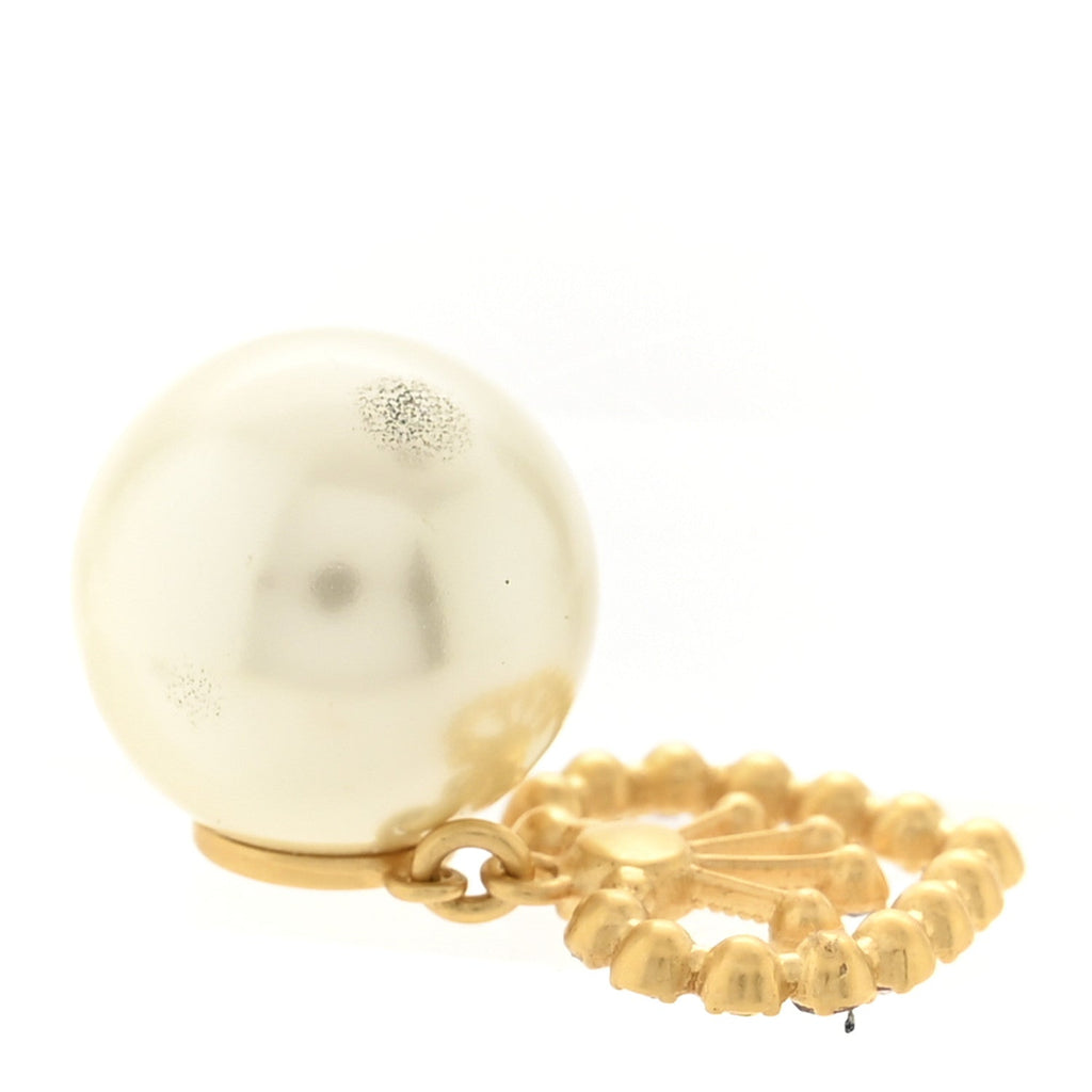 Christian Dior Pearl Crystal Heart Tribal Earrings Gold Multicolor