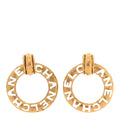 Chanel Hammered Metal Logo Cut Out Door Knocker Clip On Earrings Gold