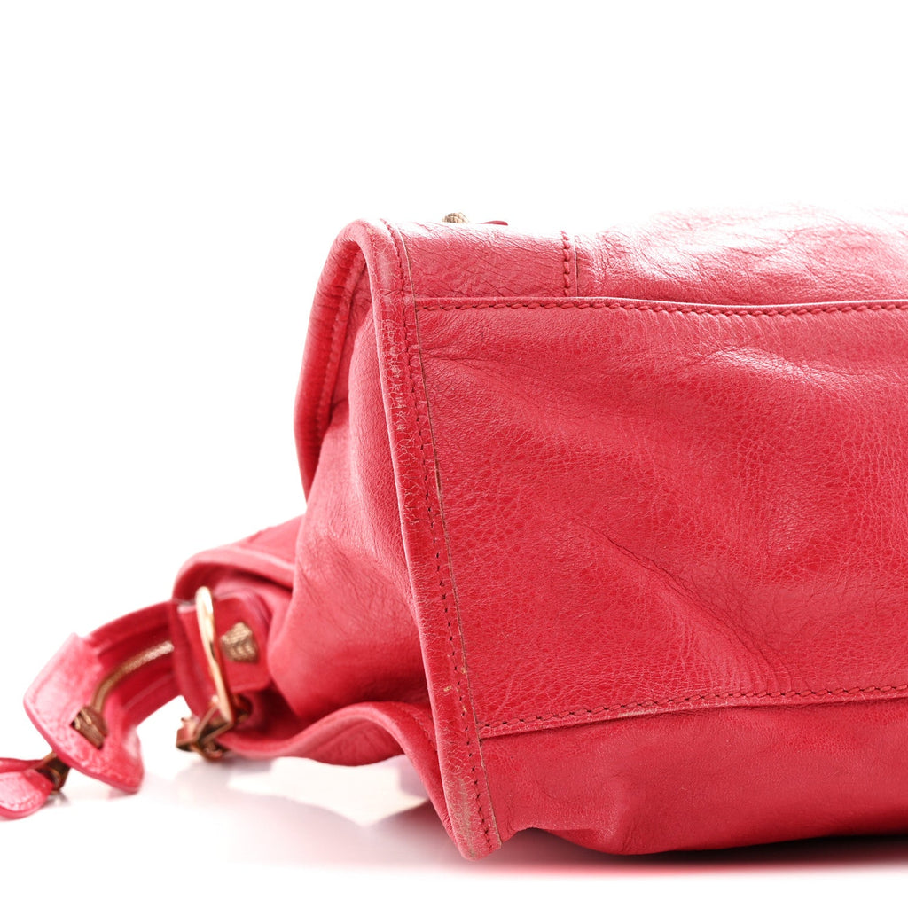 Balenciaga Agneau Giant 12 Rose Gold Hardware City Rouge Coquelicot