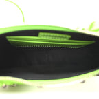 Balenciaga Extra Supple Calfskin Crocodile Embossed Le Cagole Mini Purse With Chain Acid Green