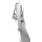 Balenciaga Metallic Agneau Arena Leopard Le Cagole Shoulder Bag XS Dark Grey