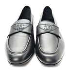 Chanel Lambskin Mens Stitched CC Loafers 42 Black