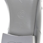 Chanel Shiny Calfskin Logo Loafers 37 Light Grey