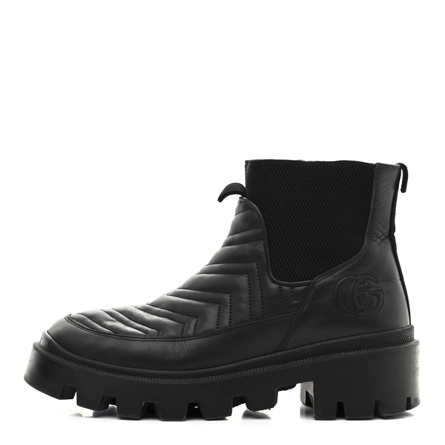 Gucci Calfskin Nappa Matelasse Frances Chelsea Boots 39 Black