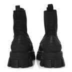Prada Re-Nylon Gabardine Rubber Triangle Logo Womens Monolith 55mm Ankle Boots 38 Black