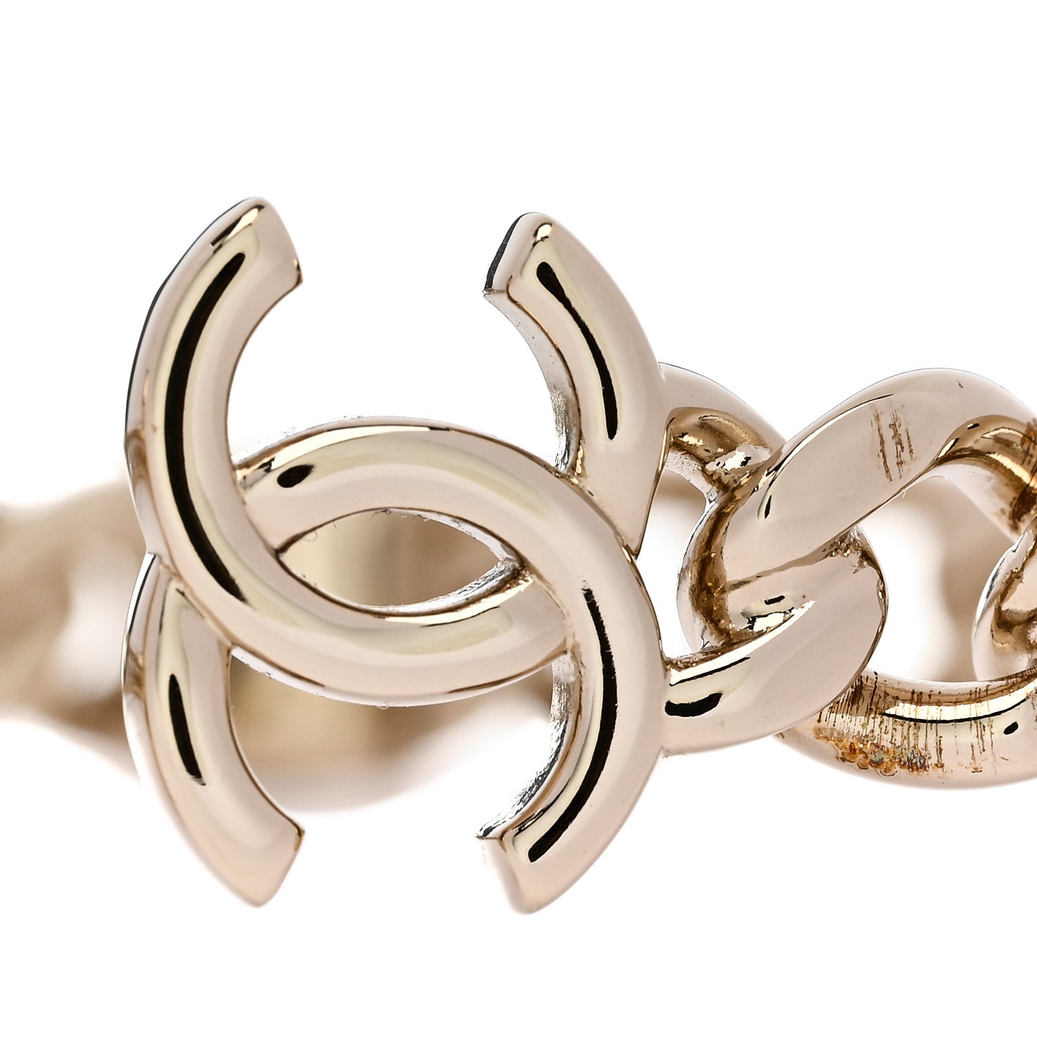 Chanel Metal CC Chain Link Choker Necklace L Gold