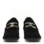 Chanel Shiny Calfskin Logo Loafers 38 Black