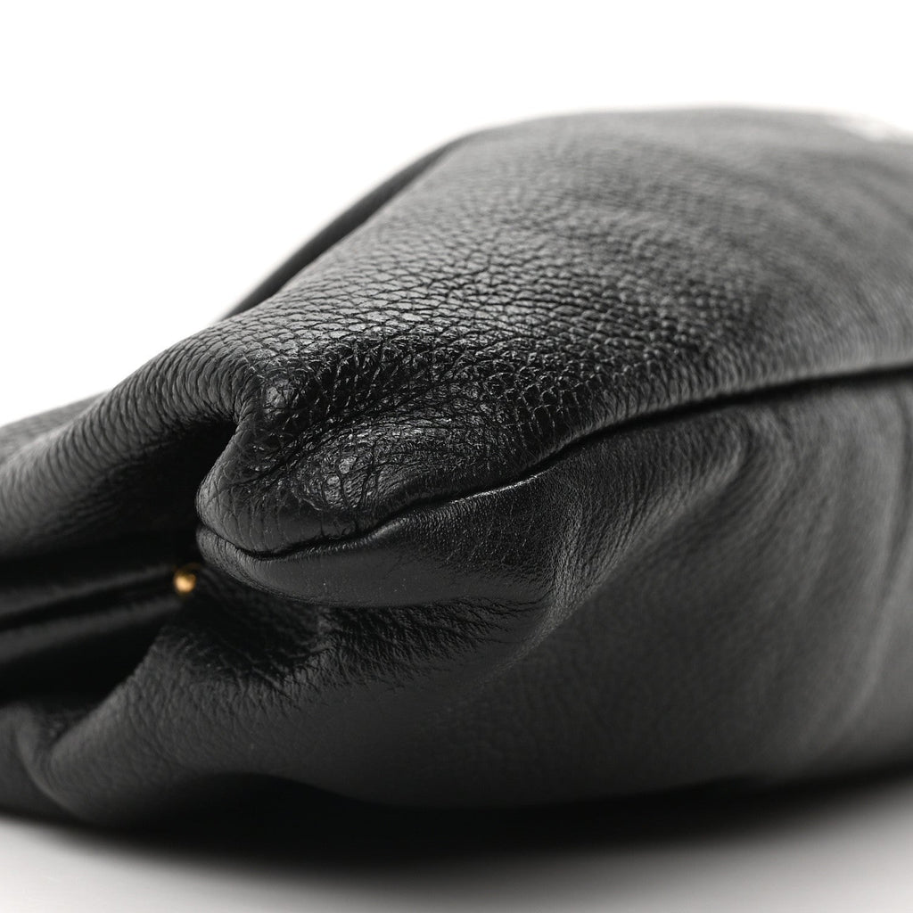 Balenciaga Grained Calfskin Logo XL Cloud Clutch Black