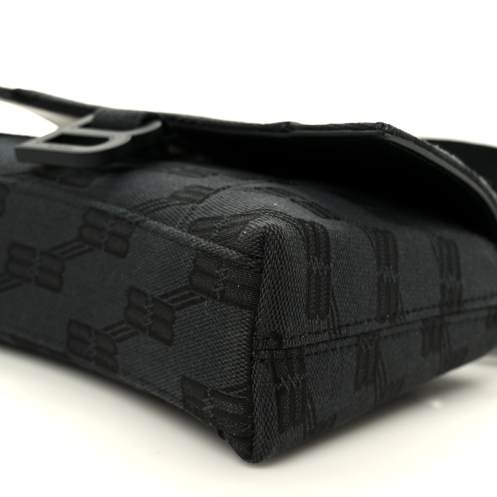 Balenciaga BB Jacquard Monogram  XSS Downtown Shoulder Bag Black