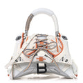 Balenciaga Faux Calfskin Fabric Glow In The Dark Small Sneakerhead Top Handle Bag White Orange