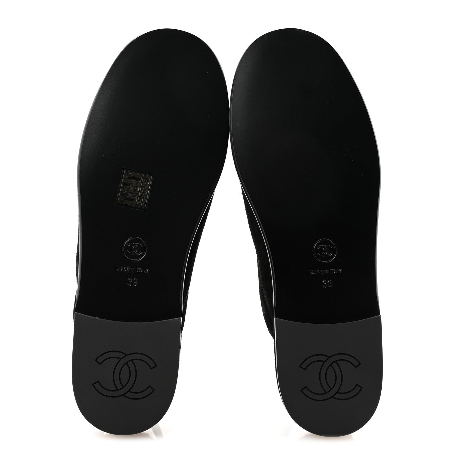 Chanel Suede Calfskin CC Slingback Loafers 39 Black