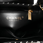 Chanel Tweed Houndstooth Quilted Nano Kelly Shopper Black White