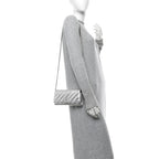 Balenciaga Metallic Calfskin Quilted Crush Wallet On Chain Silver