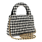 Chanel Tweed Houndstooth Quilted Nano Kelly Shopper Black White