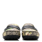 Gucci GG Supreme Monogram Blooms Mens Driver Loafers 7 Beige New Military Black