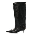 Balenciaga Agneau Arena Spiked Cagole 50mm Wide Boots 36 Black
