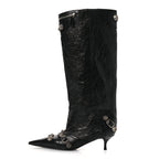 Balenciaga Agneau Arena Spiked Cagole 50mm Wide Boots 36 Black