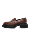 Chanel Calfskin Quilted CC Mocassin Loafers 42 Brown