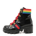 Gucci Calfskin Rainbow Trip Lace Up Combat Boots 36 Black