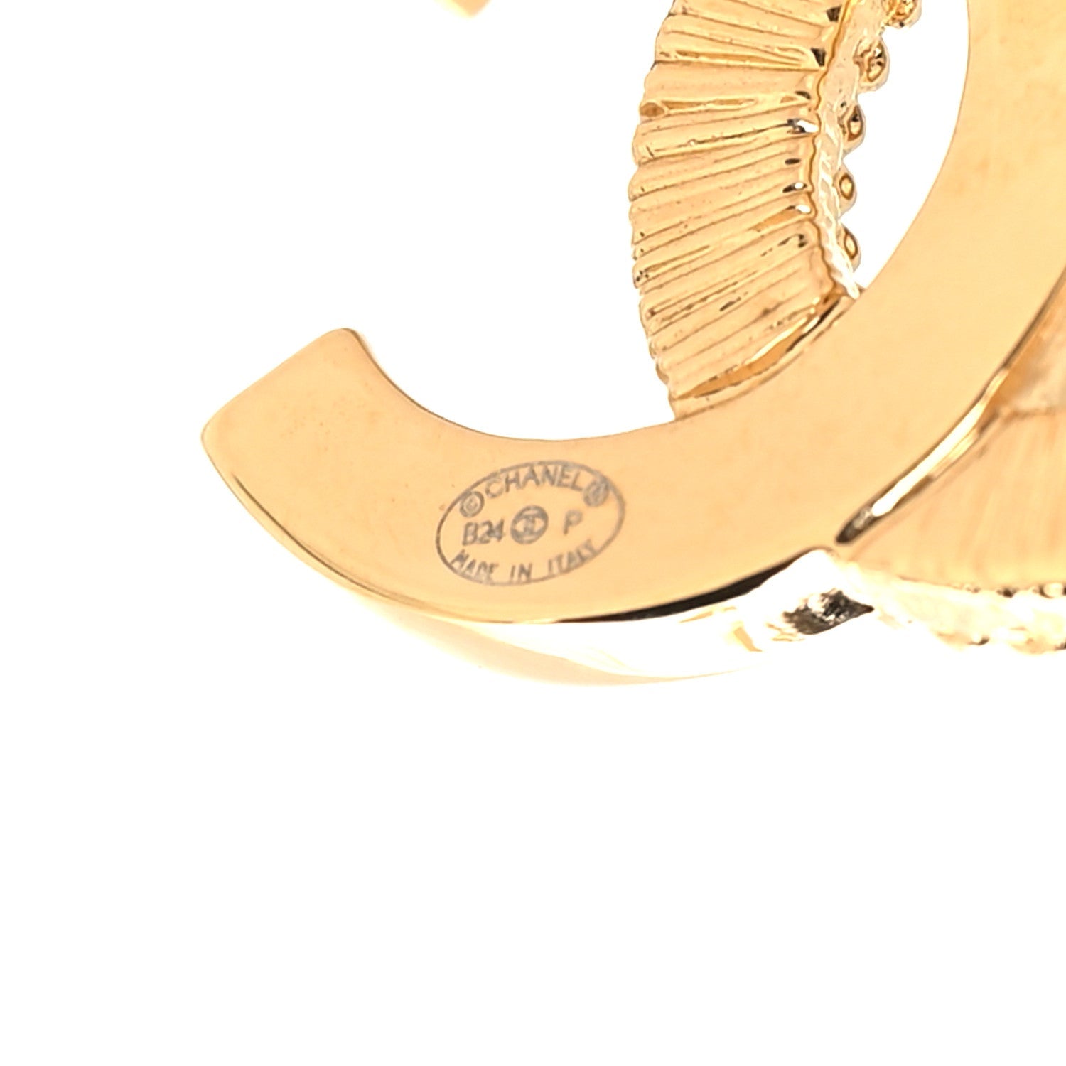 Chanel Enamel CC Textured Earrings Black Gold