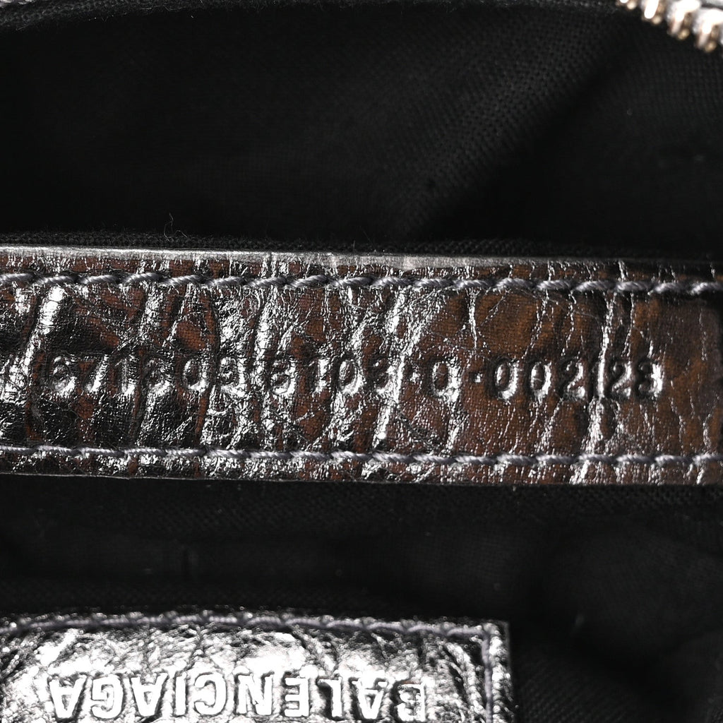 Balenciaga Metallic Agneau Arena Le Cagole Shoulder Bag XS Silver