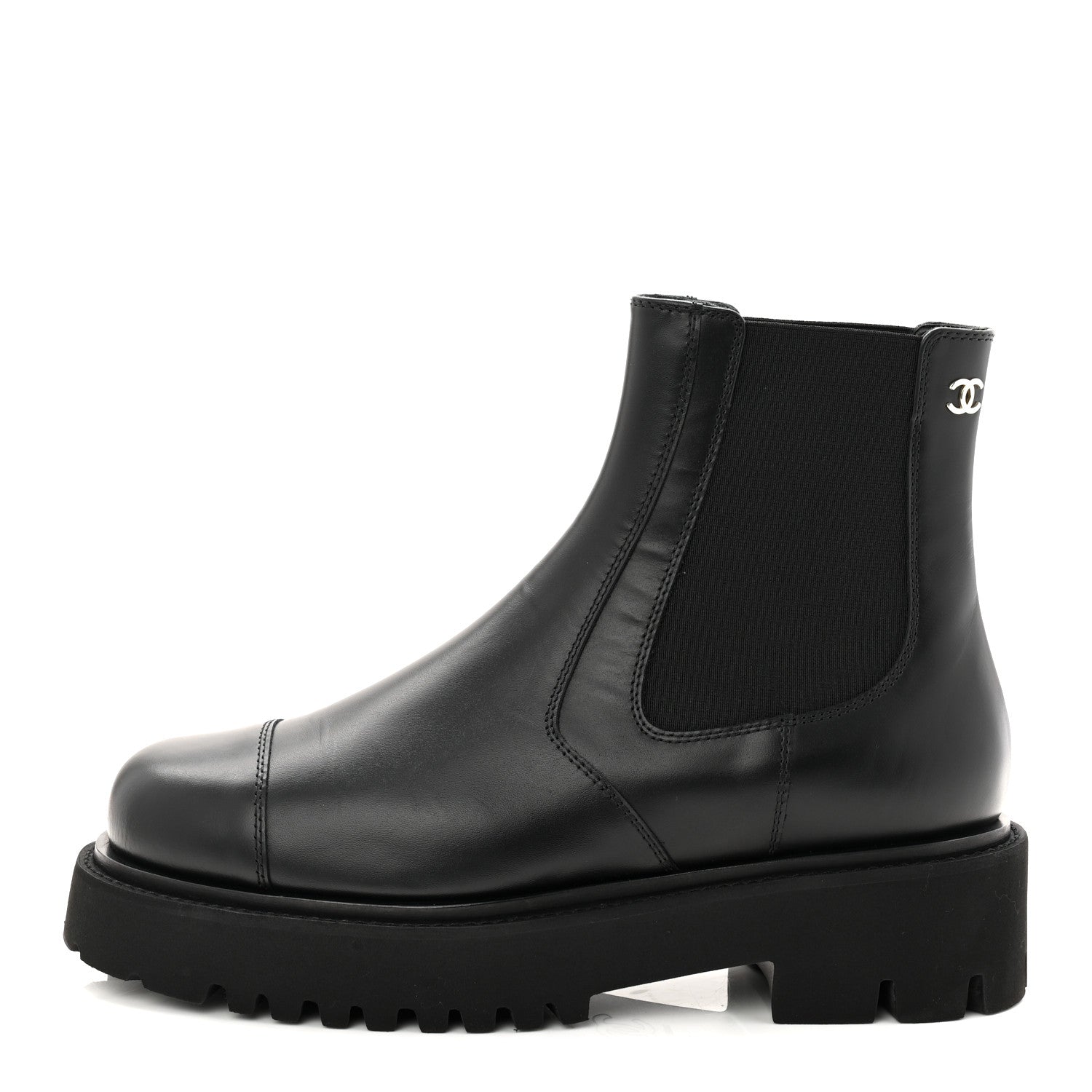 Chanel Calfskin Cap Toe CC Short Boots 39.5 Black