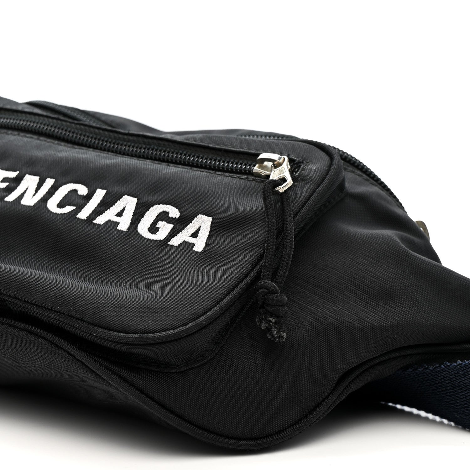 Balenciaga Recycled Sport Nylon Logo Embroidered Wheel Beltpack Black