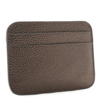 Balenciaga Metallized Grained Calfskin Logo Cash Rounded Card Holder Dark Bronze White