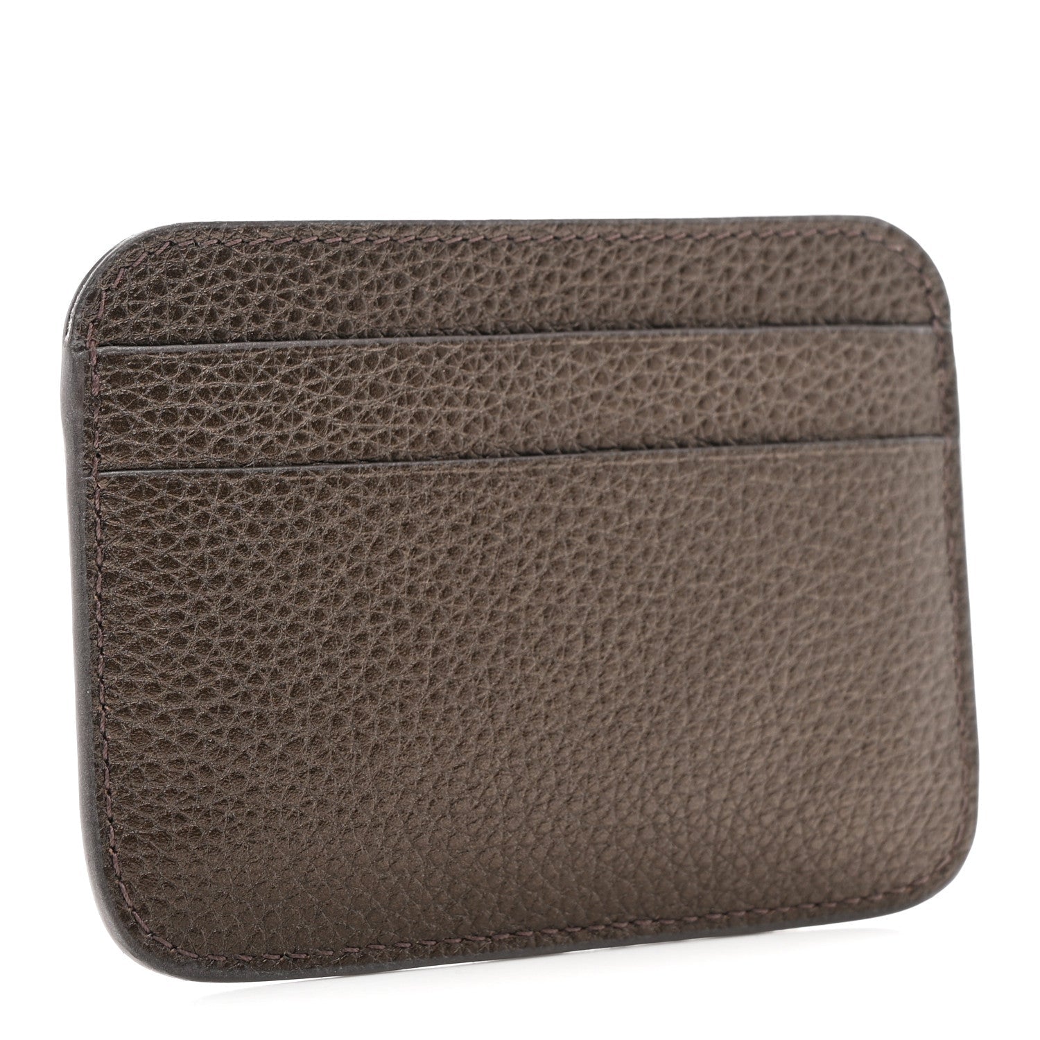 Balenciaga Metallized Grained Calfskin Logo Cash Rounded Card Holder Dark Bronze White