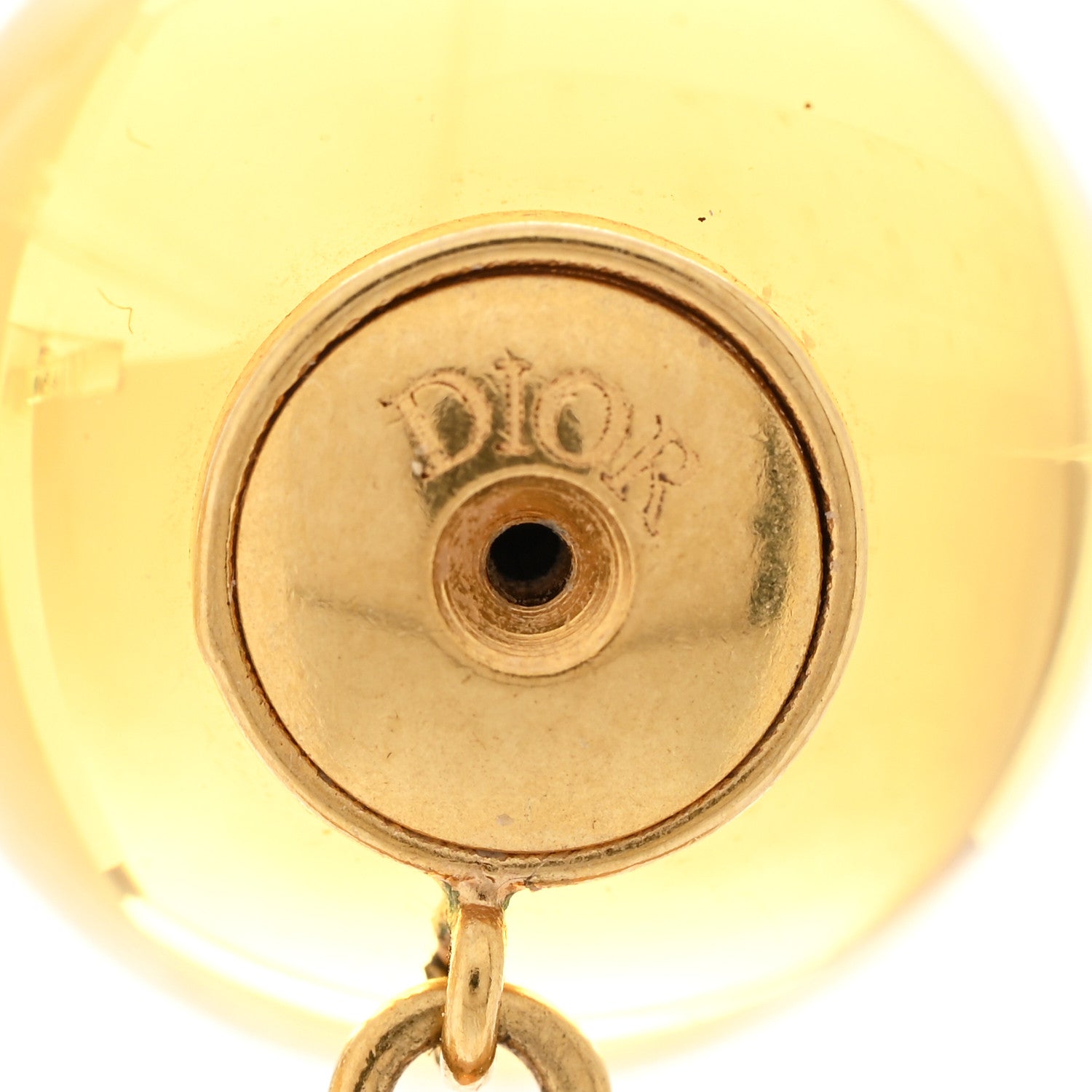 Christian Dior Metal Resin CD Tribales Earrings Translucent Yellow