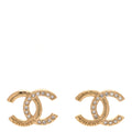 Chanel Crystal CC Logo Earrings Gold