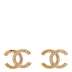 Chanel Crystal CC Logo Earrings Gold